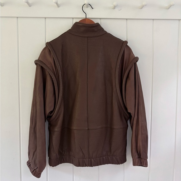 Vintage Leather Bomber Aviator Flight Jacket Women Size 7/8 Chocolate Brown - Picture 9 of 15